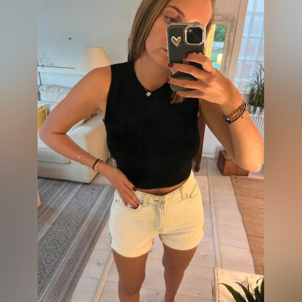 Zara khaki cut off Denim Shorts